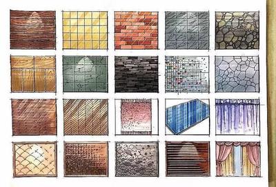 手绘技巧精讲 石材装饰材料的质感表现技法